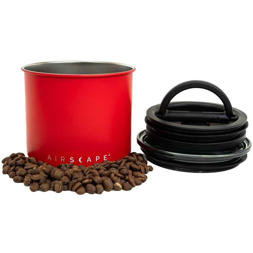 Airscape Classic coffee canister - Matte Red with plunger lid