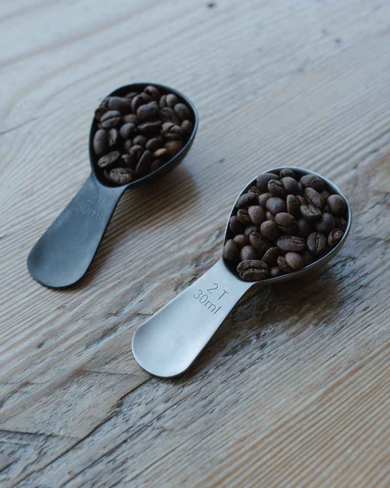Airscape coffee scoops in brushed black and brushed steel