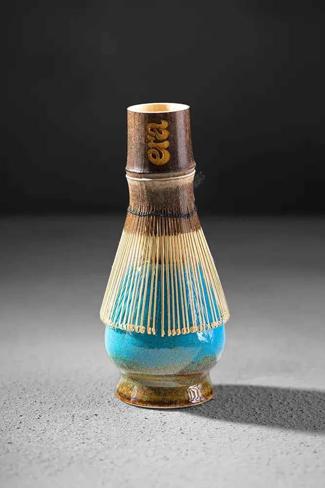 Era dark bamboo whisk drying on chasen holder
