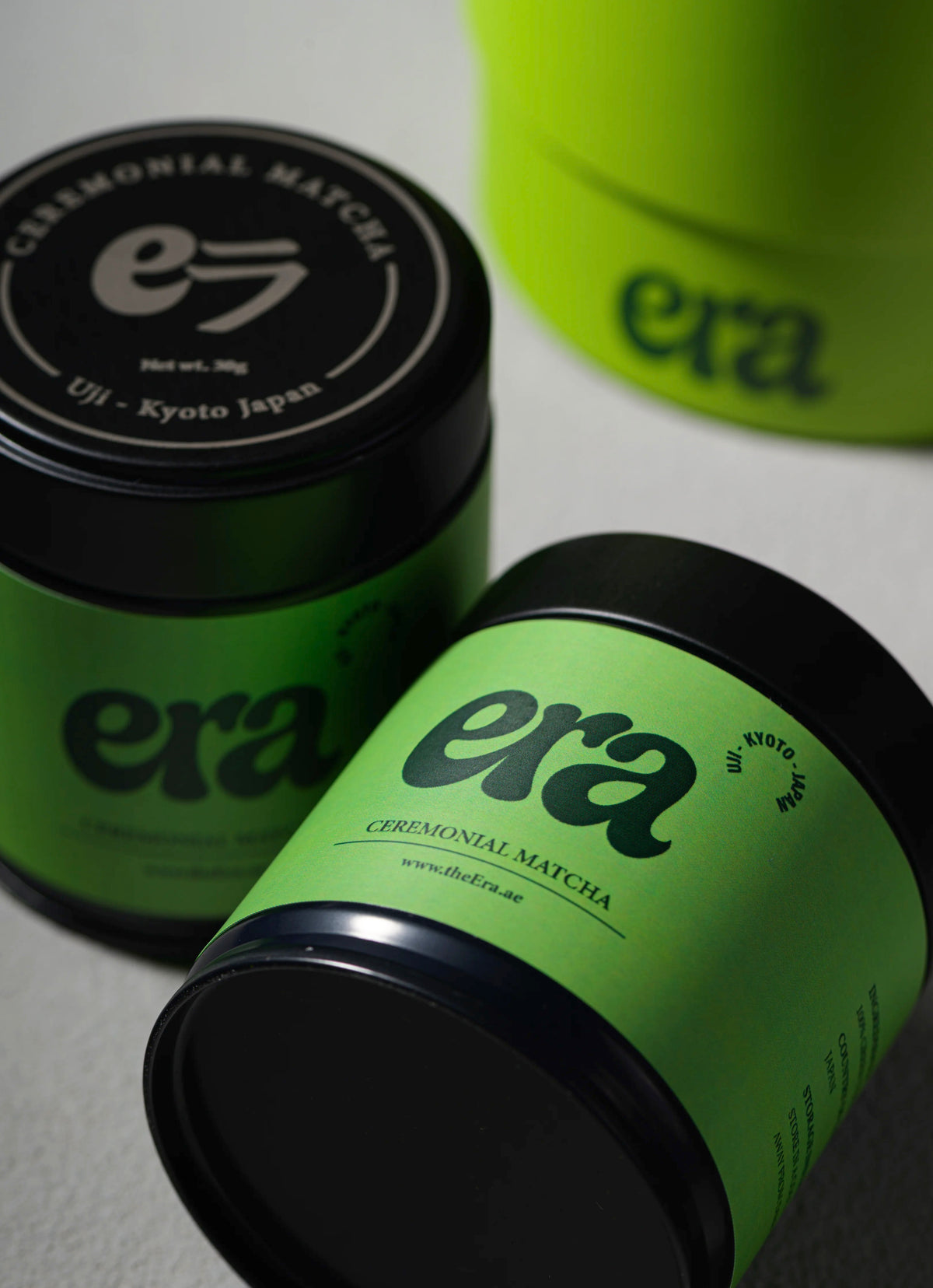 Era ceremonial matcha 30g tins with 100g tin, Uji Kyoto Japan