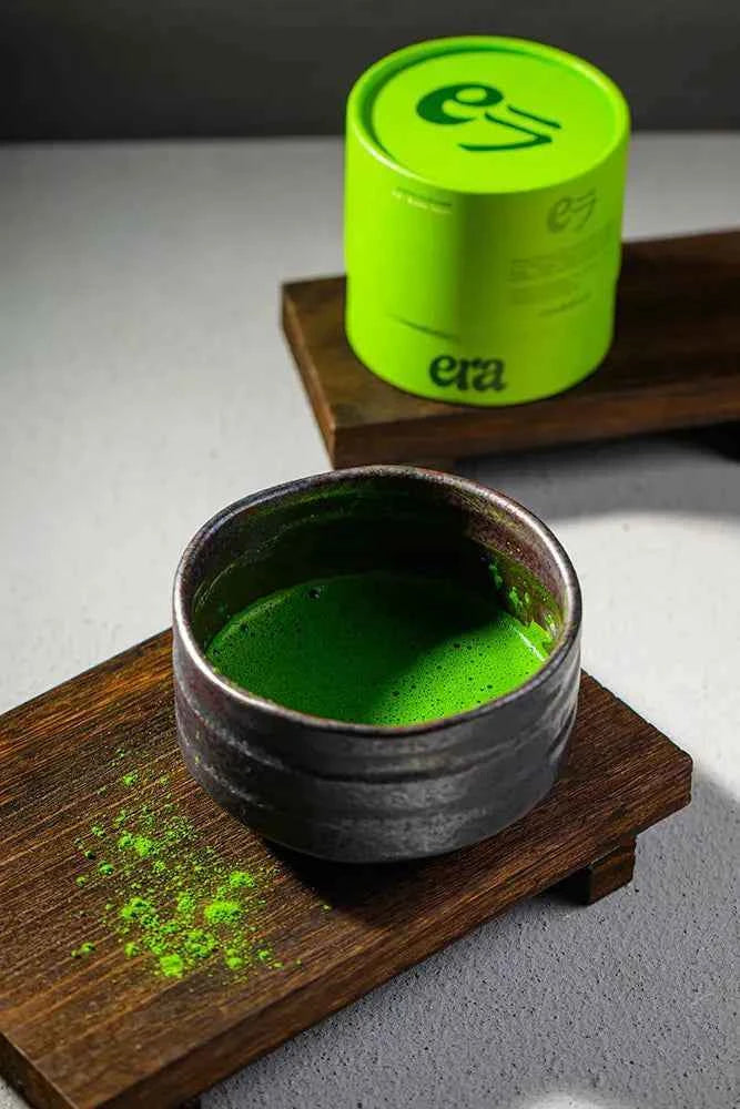 Era ceremonial matcha whisked in a matcha bowl