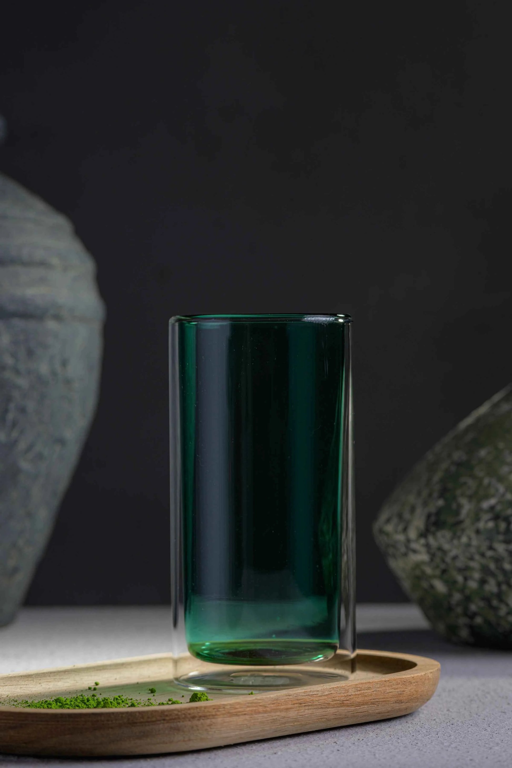 Era Kumo Cup in Kyoto Green, double-walled Japanese glass