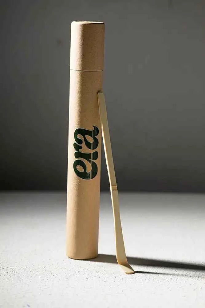 Era white bamboo chashaku matcha spoon, handmade in Japan