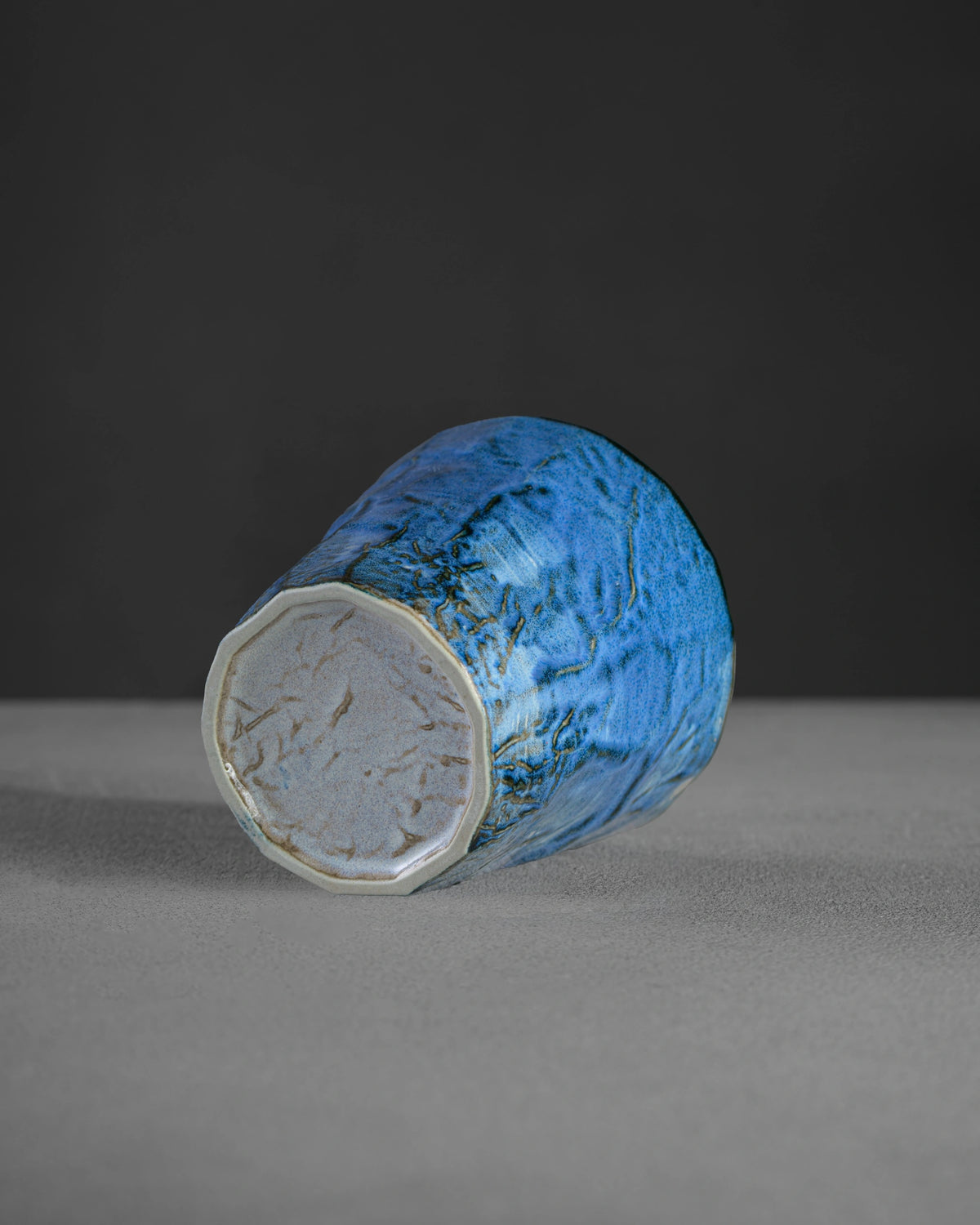 Hibi Series Aogami cup base - foot ring detail, Mino ware Japan