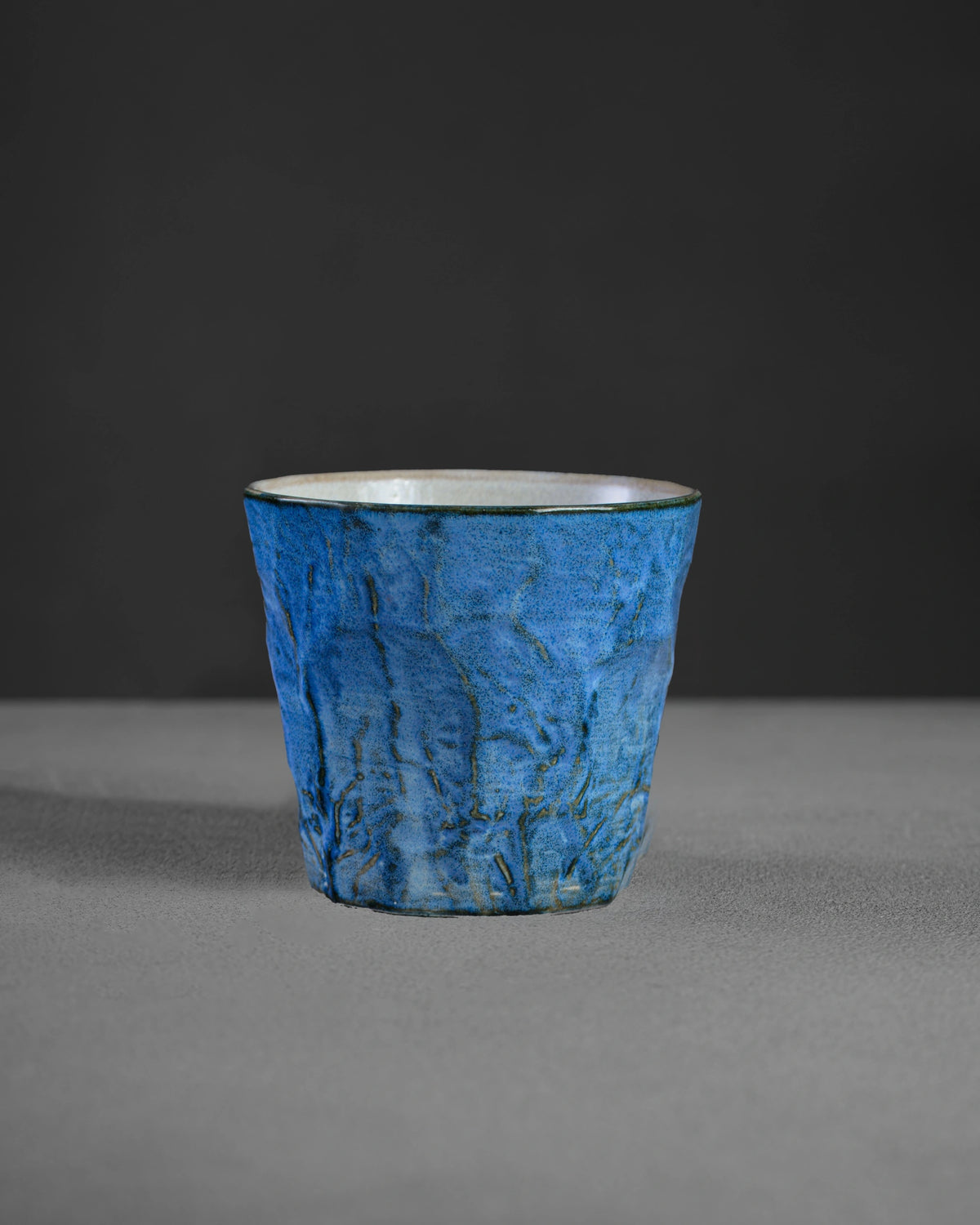Hibi Series Aogami cappuccino cup - crumpled blue paper glaze, hand-glazed Mino ware from Japan