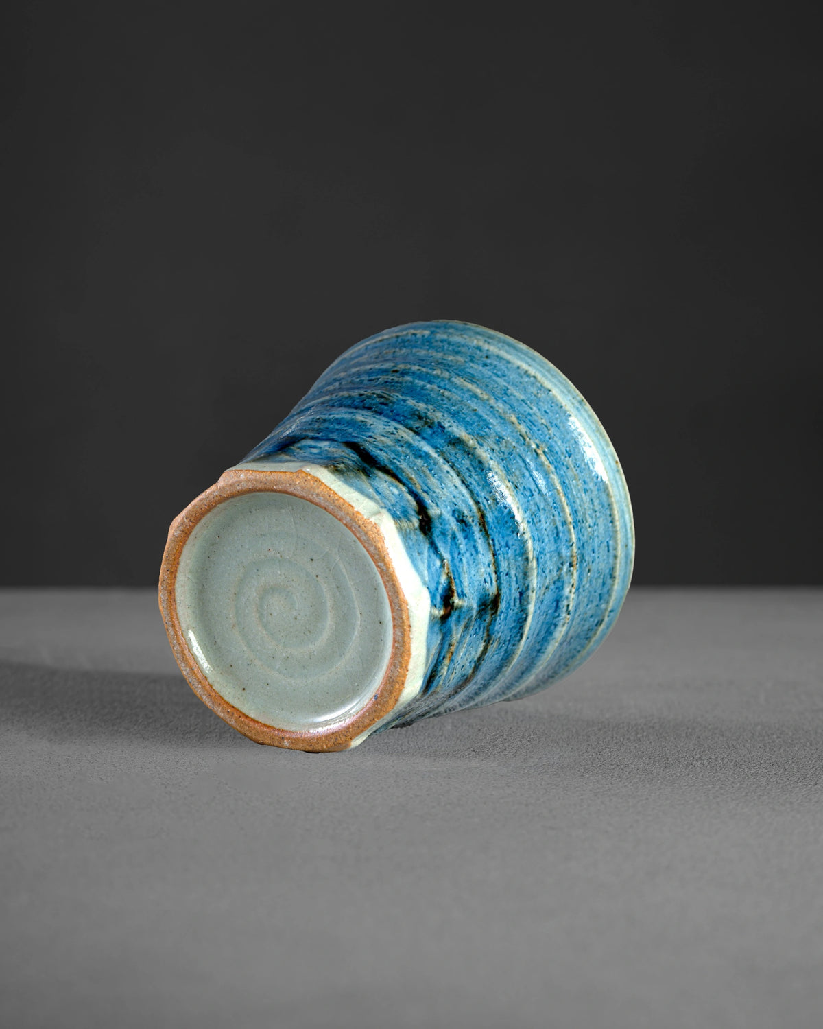 Yutaka Series Aonami cup base - foot ring detail, Mino ware Japan