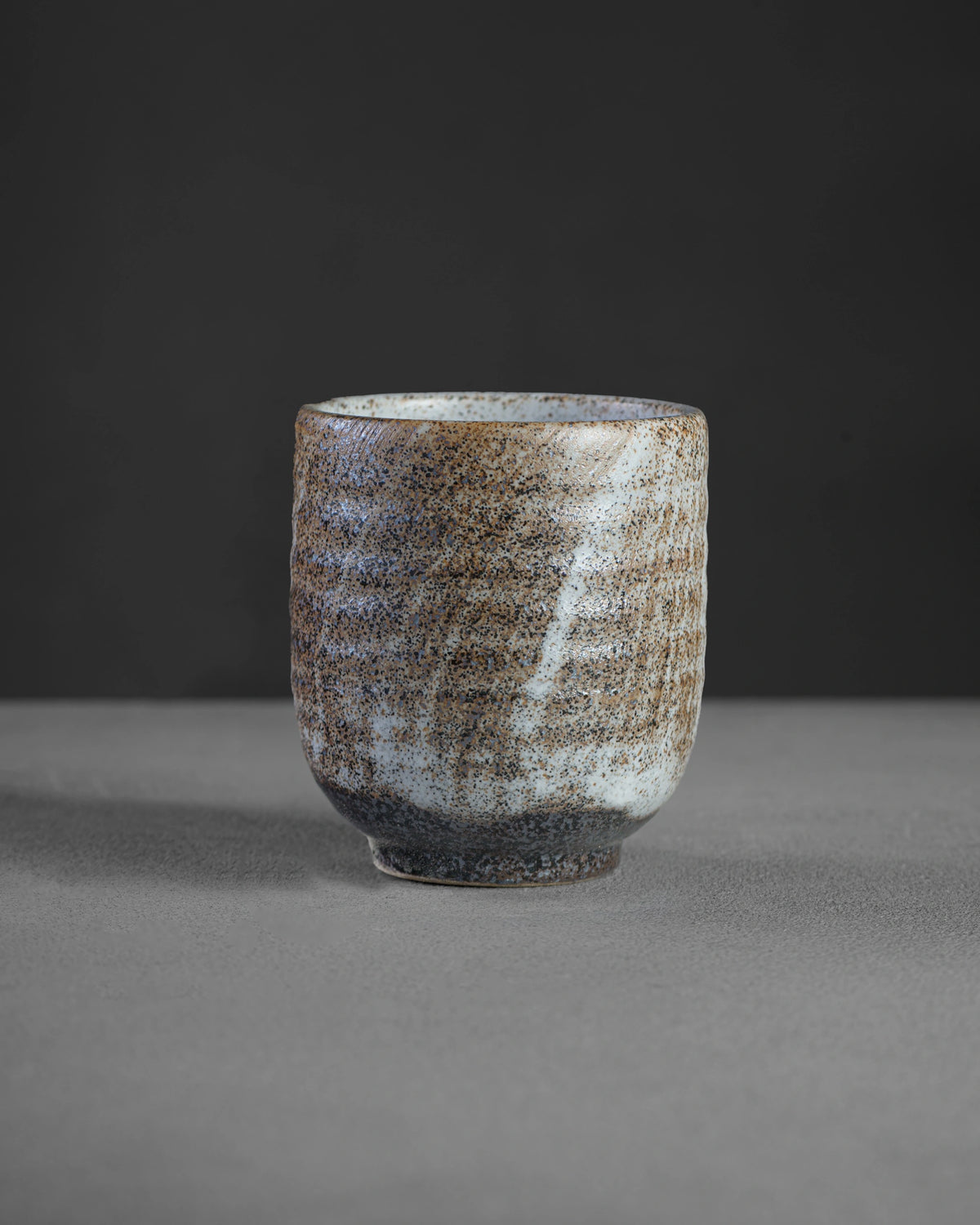 Yutaka Series Haiyu latte cup - speckled brown and slate ash glaze, hand-glazed Mino ware from Japan