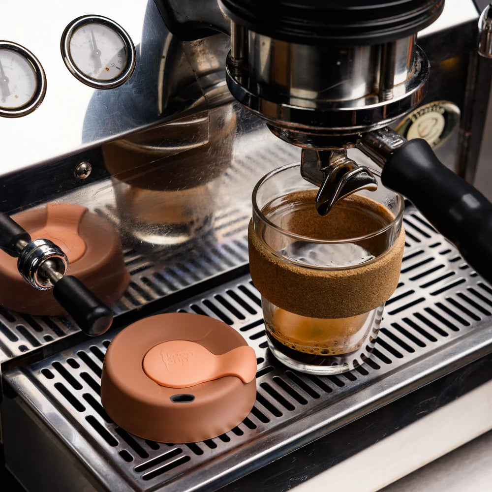 Espresso poured into KeepCup Brew Cork cups