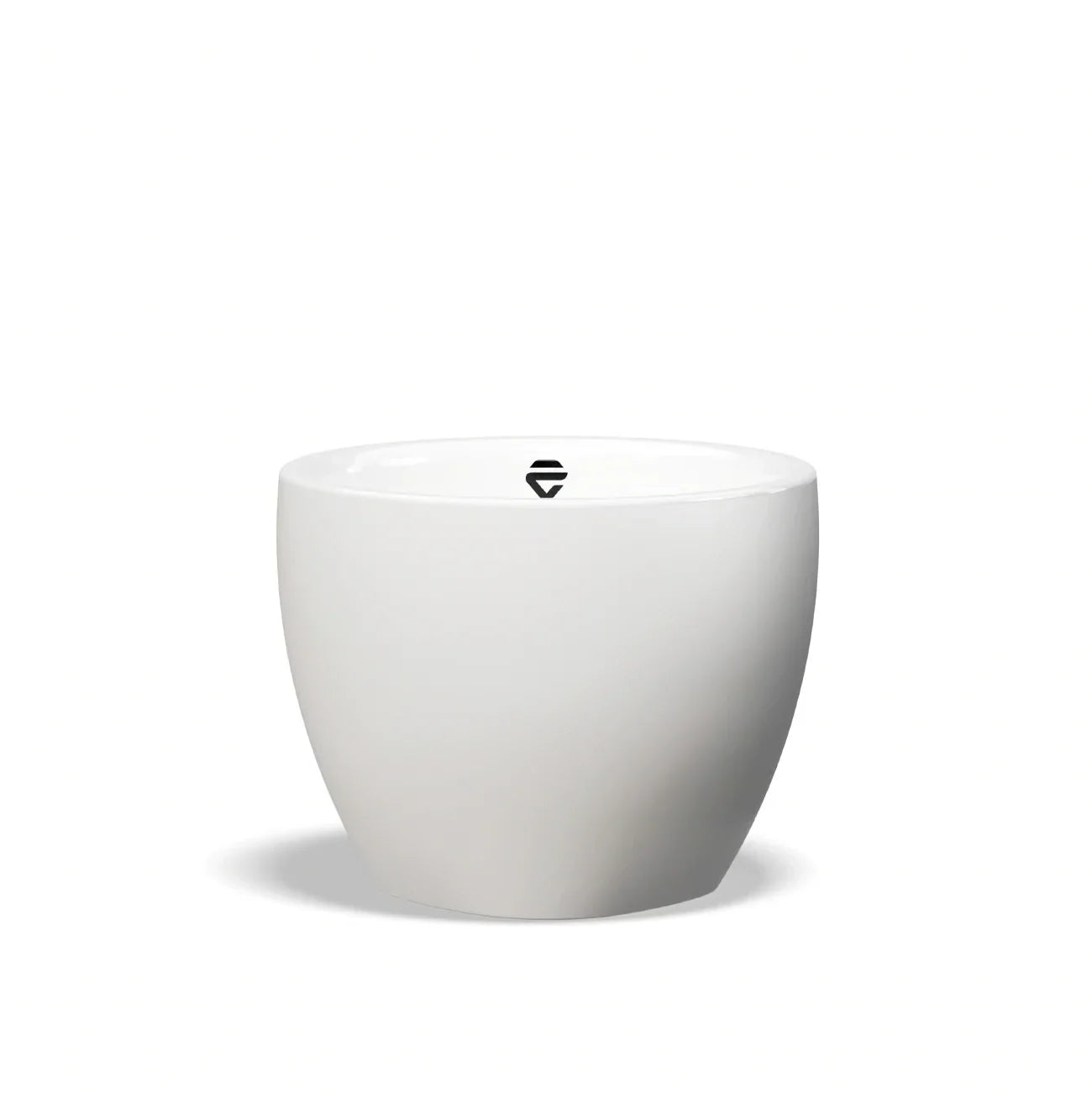 Lelit cappuccino cup in matte white porcelain with polished interior and Lelit gem logo