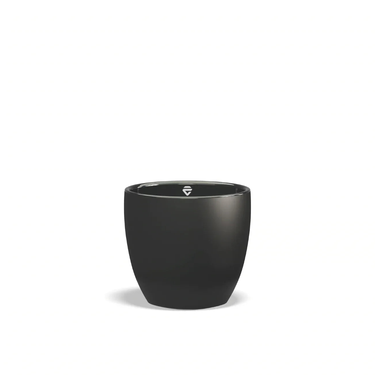 Lelit coffee cup in matte black porcelain with polished interior and Lelit gem logo