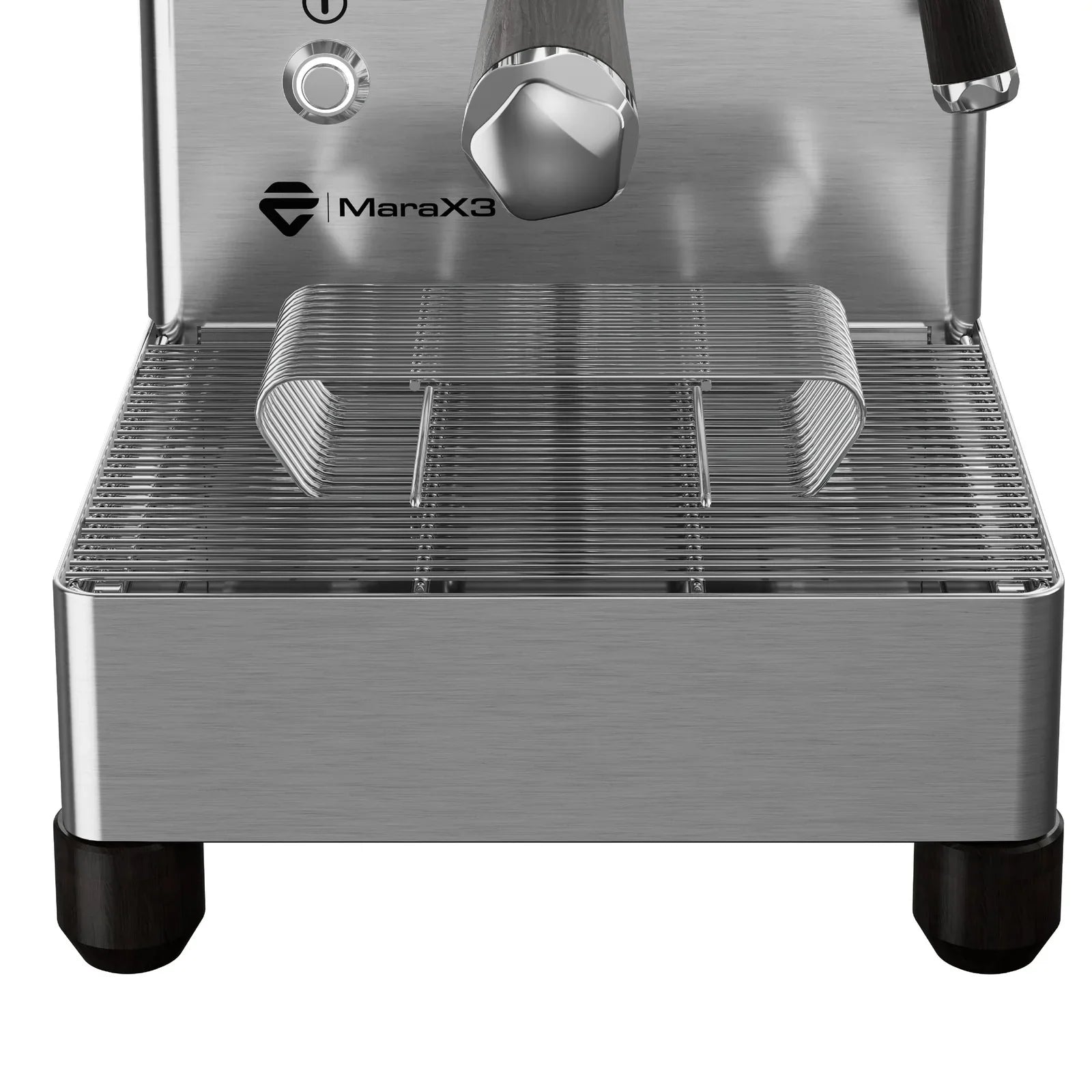 Lelit MaraX3 redesigned drip tray with wire grate and cup rack
