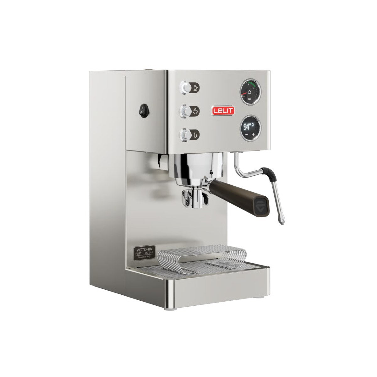 Lelit Victoria espresso machine in brushed stainless steel