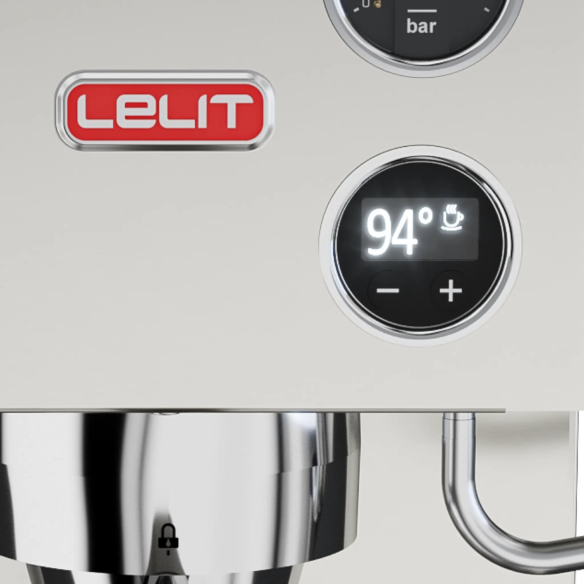 Lelit Victoria LCC display - adjustable brew temperature and pressure gauge