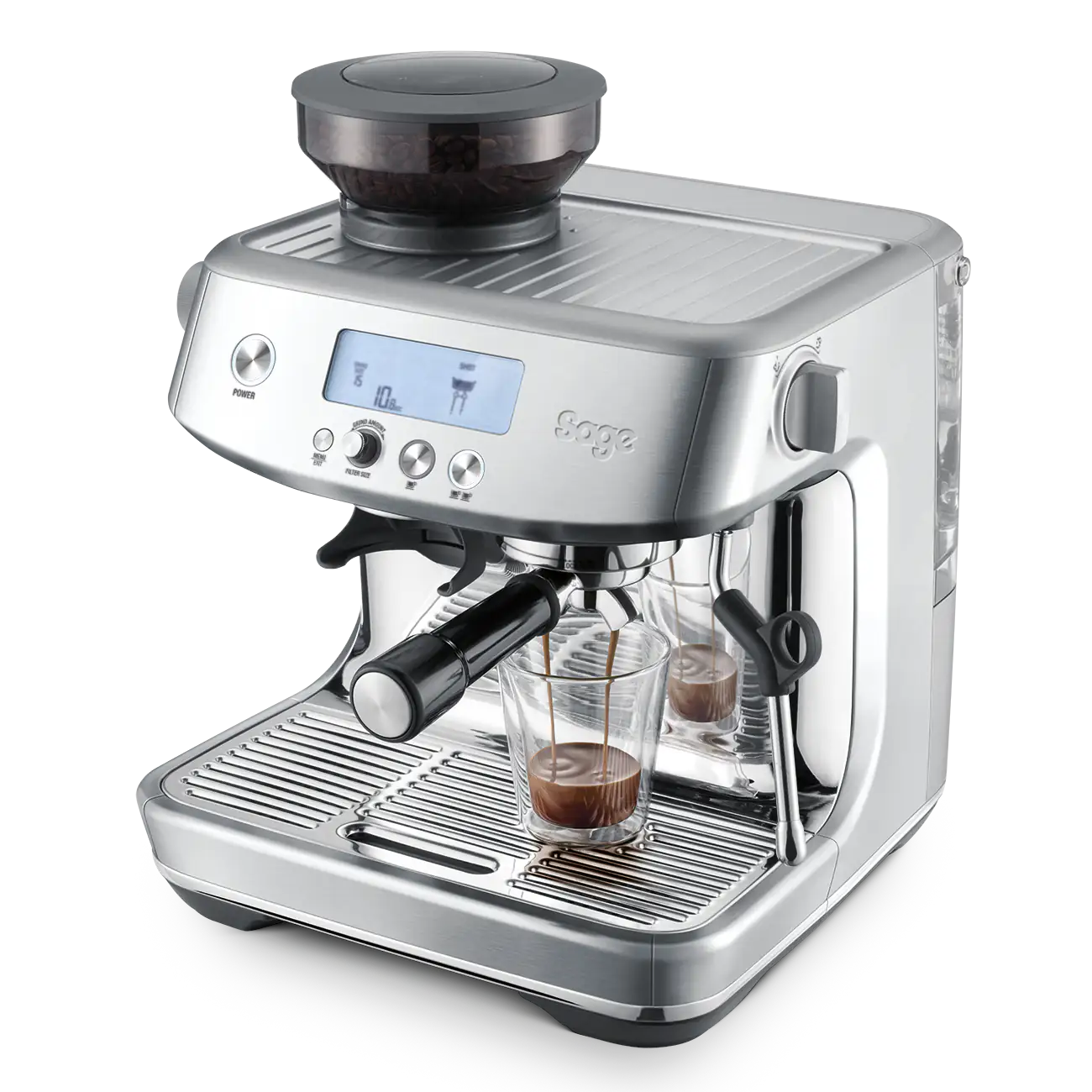 Sage Barista Pro LCD interface - grind and extract settings