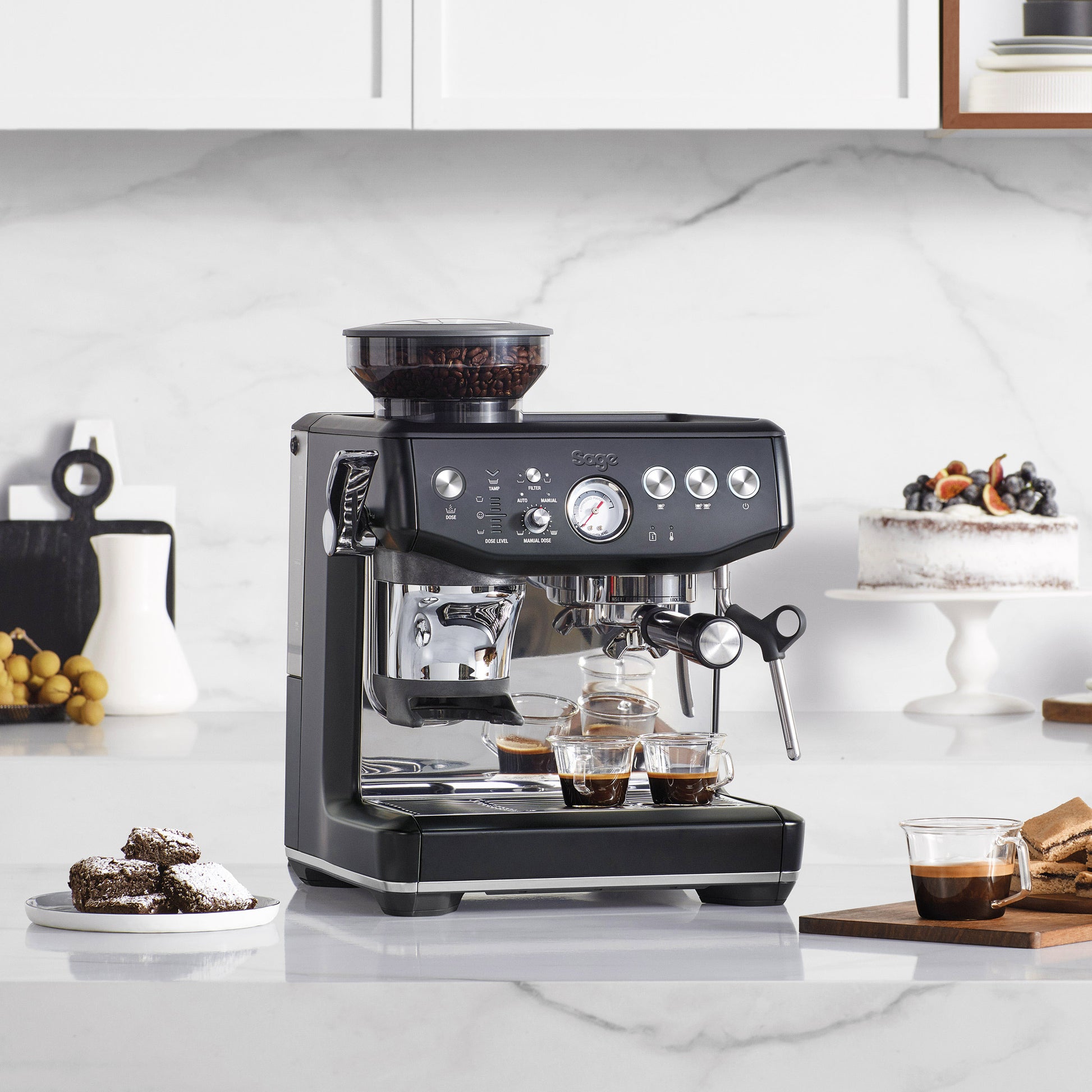 Sage Barista Express Impress with fresh espresso
