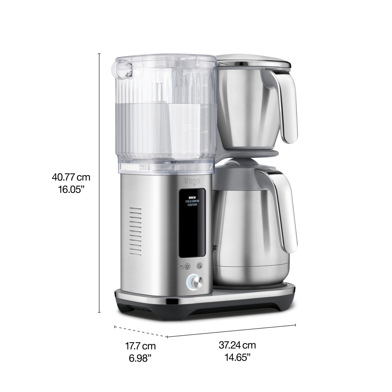 Sage Luxe Brewer Thermal dimensions - 37.2 x 17.7 x 40.8 cm