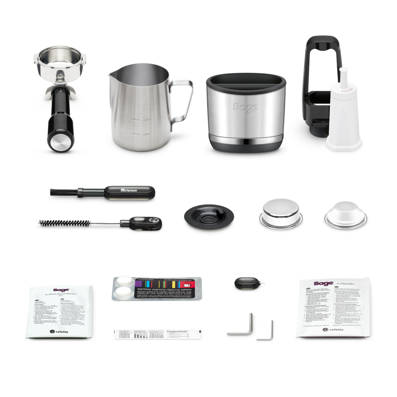 Sage Oracle Dual Boiler included accessories with Knock Box 10