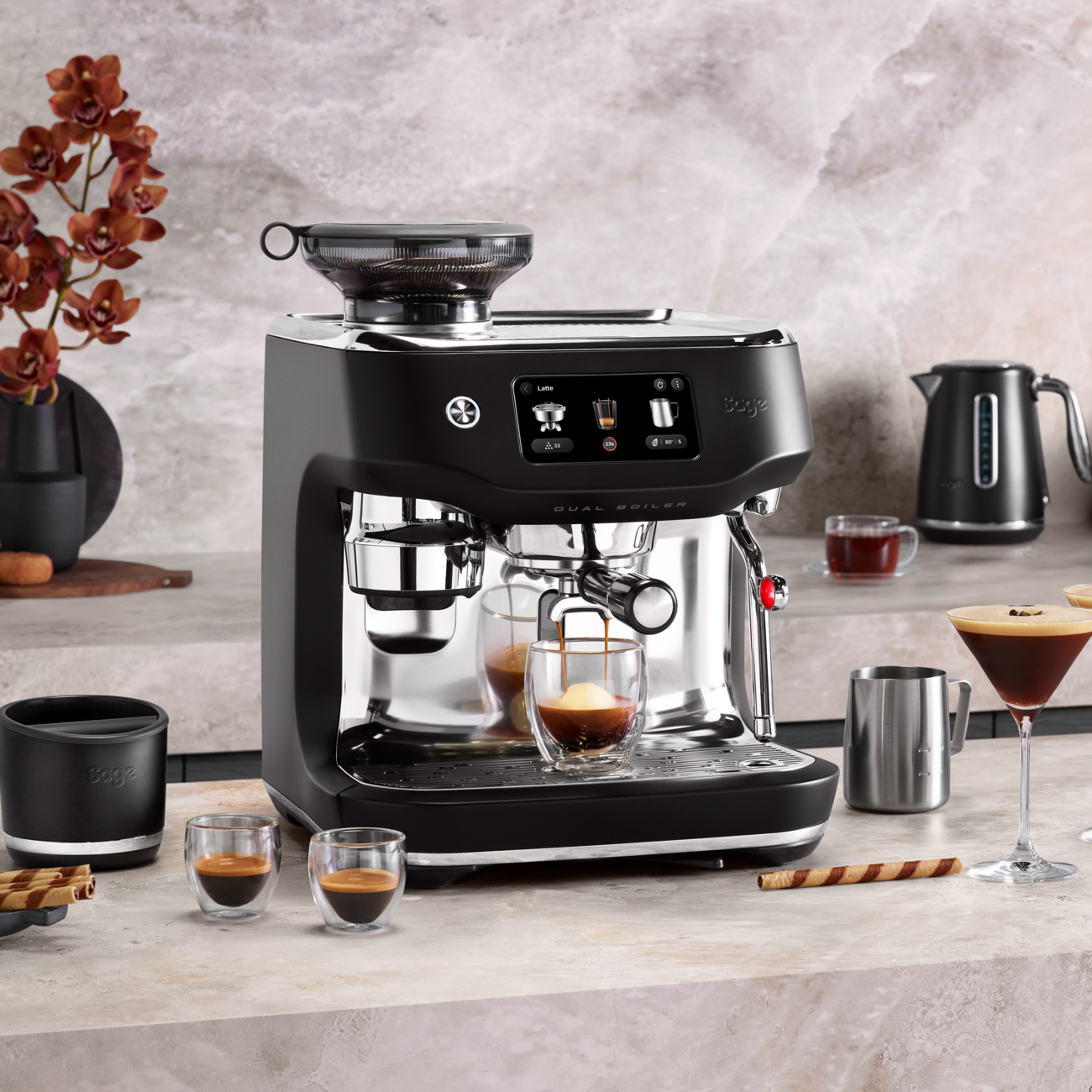 Sage Oracle Dual Boiler Black Truffle - angled view