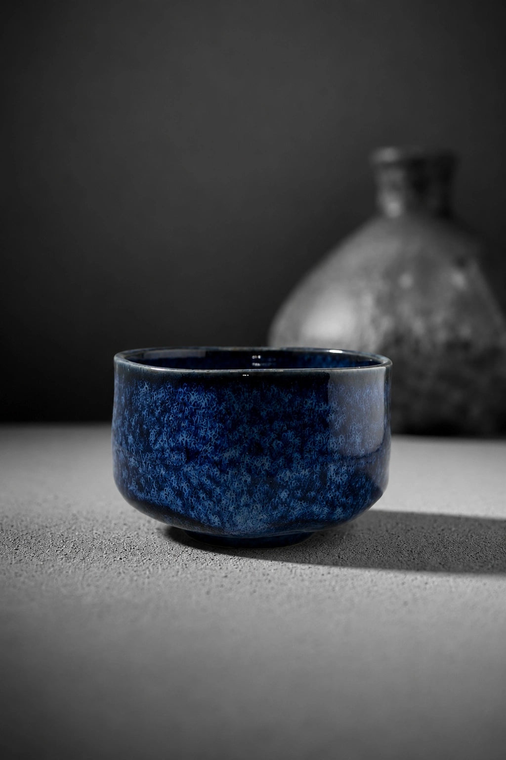 Shin Series Ruri matcha bowl - lapis blue glaze, handmade in Japan