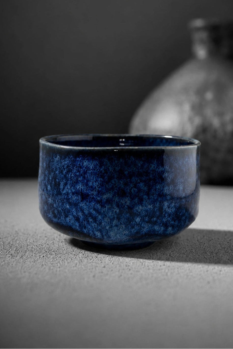 Shin Series Ruri matcha bowl - lapis blue glaze, handmade in Japan