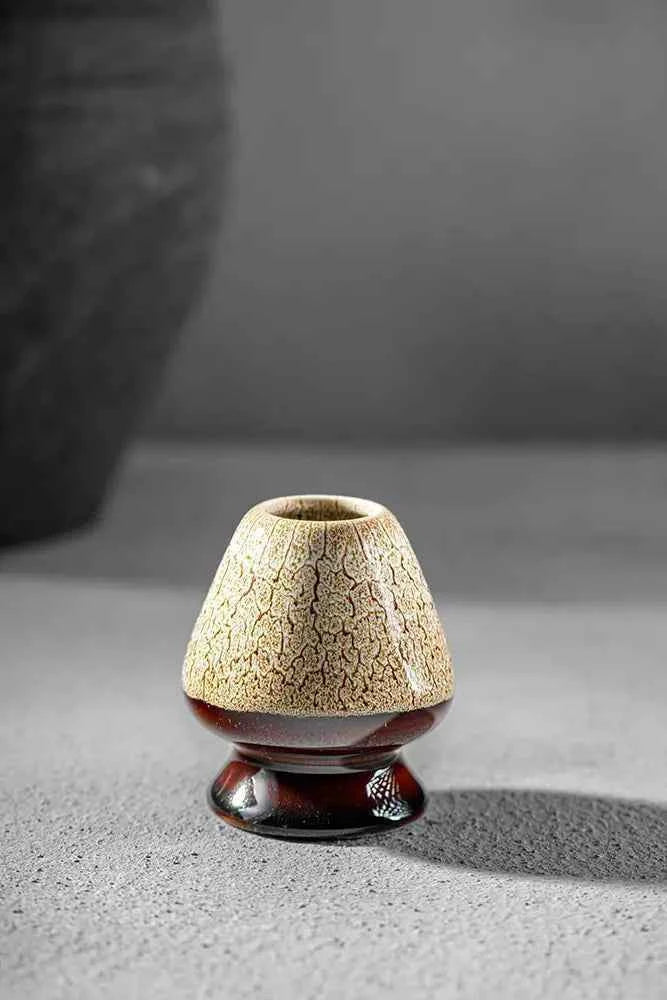Kata Series Kareki whisk holder in desert sand from the Suna ritual set