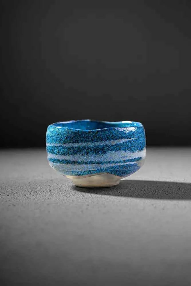 Tsuchi Series Shinkai matcha bowl - deep sea glaze, handmade in Japan